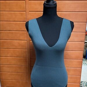 Wishlist Ribbed Tank Bodysuit Green